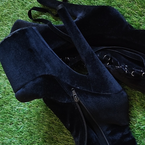 Velvet Babydoll Pleaser Boots - Picture 7 of 15